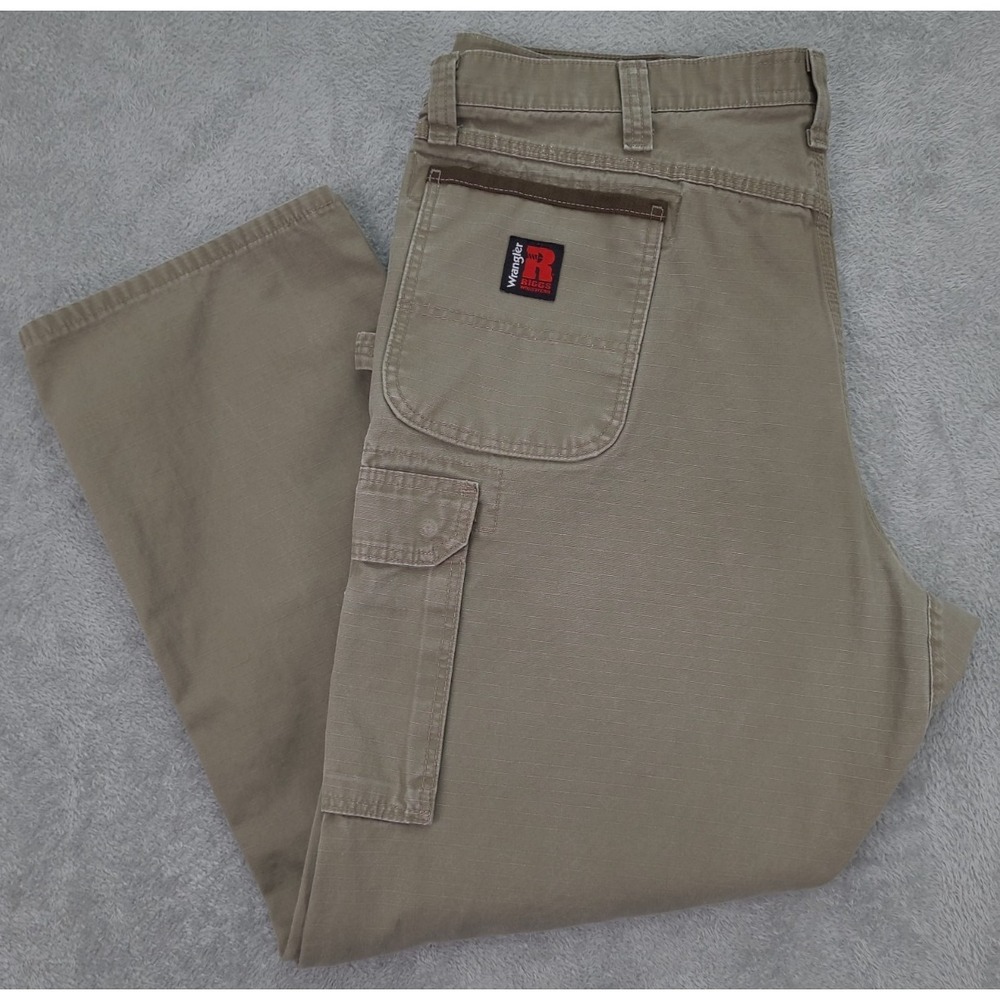 Wrangler Riggs Cargo Pants Mens‎ 38x32 Brown Ripstop Rugged Outdoor Workwear